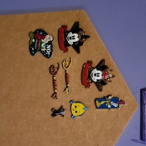 Disney Character Pin Set - Black, Red, Yellow, Blue